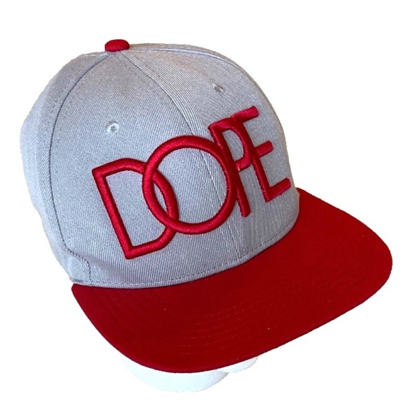 DOPE Couture Snapback Trucker Cap; Streetwear;‎ Grey/Red; Adjustable - Picture 2 of 4